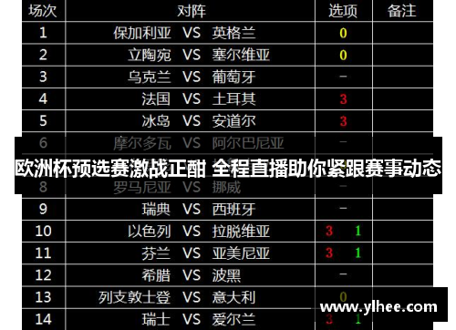 欧洲杯预选赛激战正酣 全程直播助你紧跟赛事动态